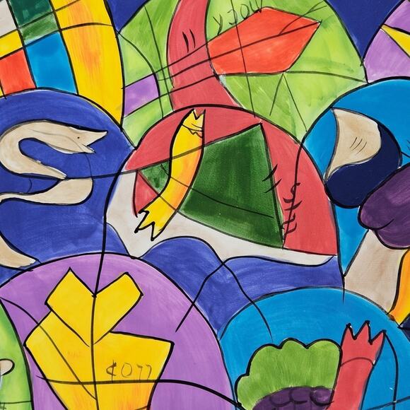 Judaica Kingdom Emanuel Chagall Style Twelve Tribes Handpainted Shabbat Tray - Picture 7 of 9